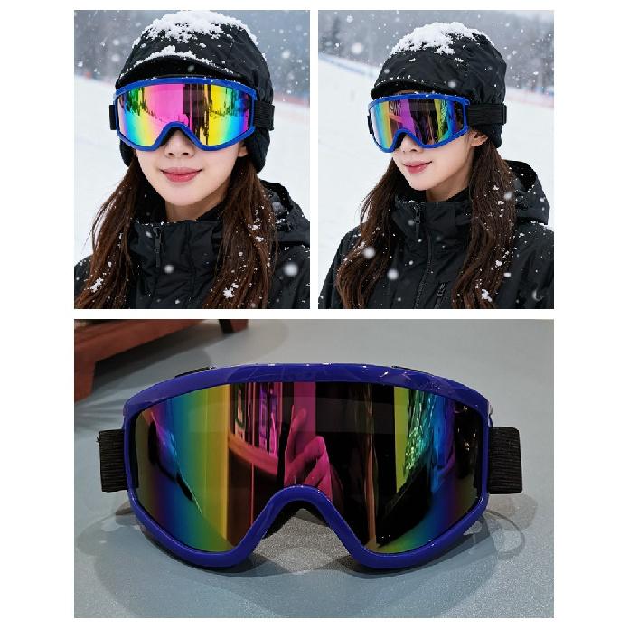 Winter ski goggles for men and women, suitable for those with prescription glasses, large frame with straps, windproof outdoor goggles for cycling