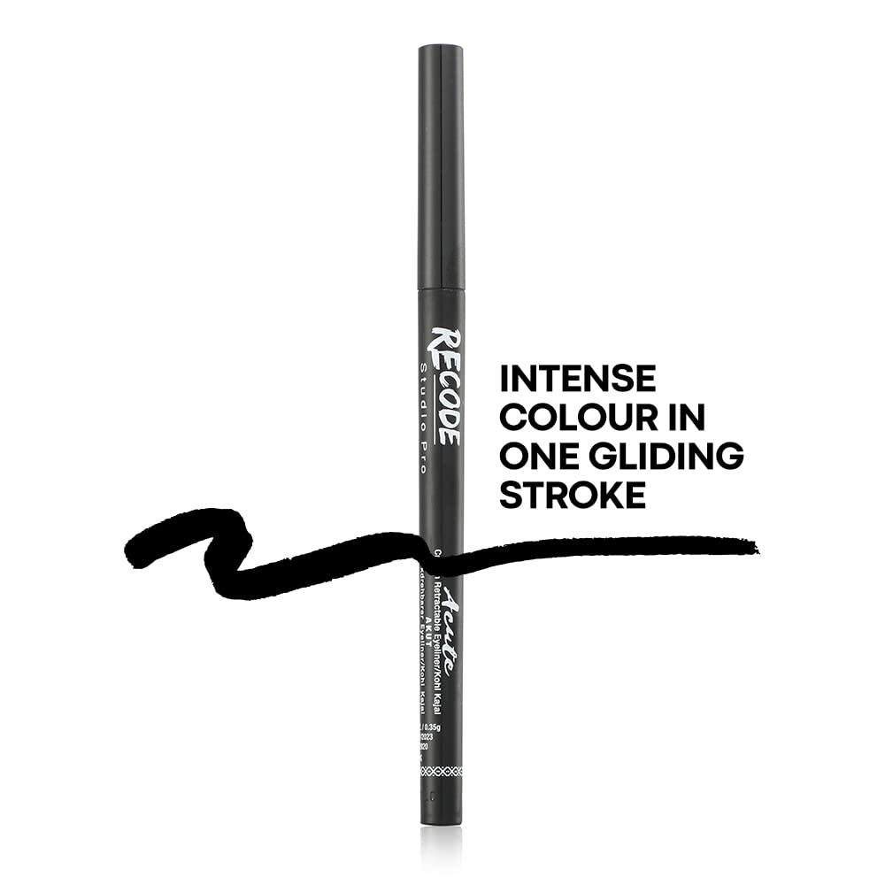 Crayon eye-liner noir Recode Acute Kajal, formule waterproof et anti-bavures, noir, 0,35 g