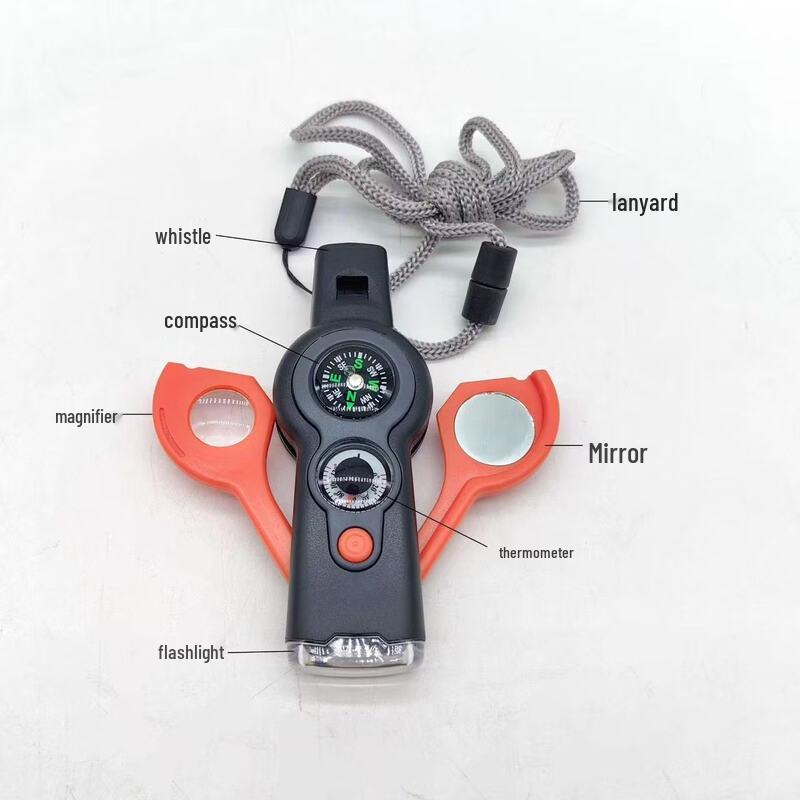 Brangdy Multi-Tool Überlebspfeife mit Kompass und Thermometer