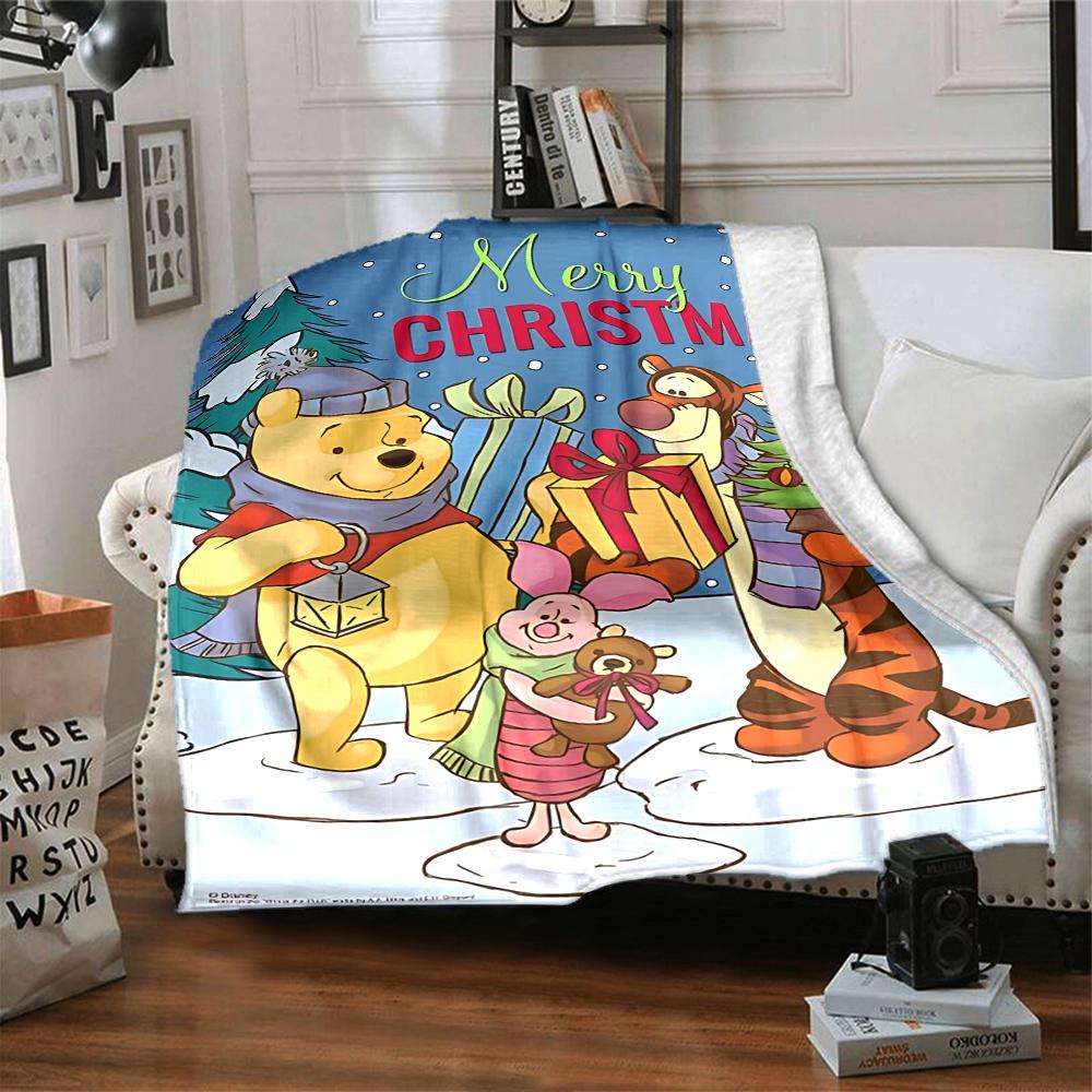 Christmas Winnie Pooh Friends Blanket Soft Throw Blanket For Home Bedroom Bed Sofa Travel Office Solid Christmas Blanket