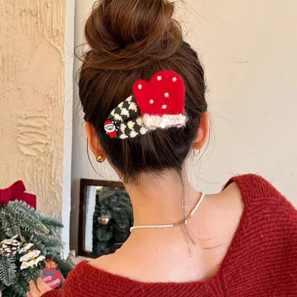 Felt Christmas Tree Hair Clip Elk Xmas Wool Barrettes Unique Santa Claus Hairpin  Girls