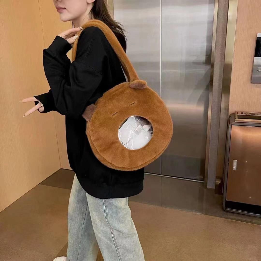 

Плюшевый рюкзак Капибара Kawaii, модная плюшевая кукла, меховая сумка, детская сумка, мини-рюкзак, сумки, подарки для подруги One size