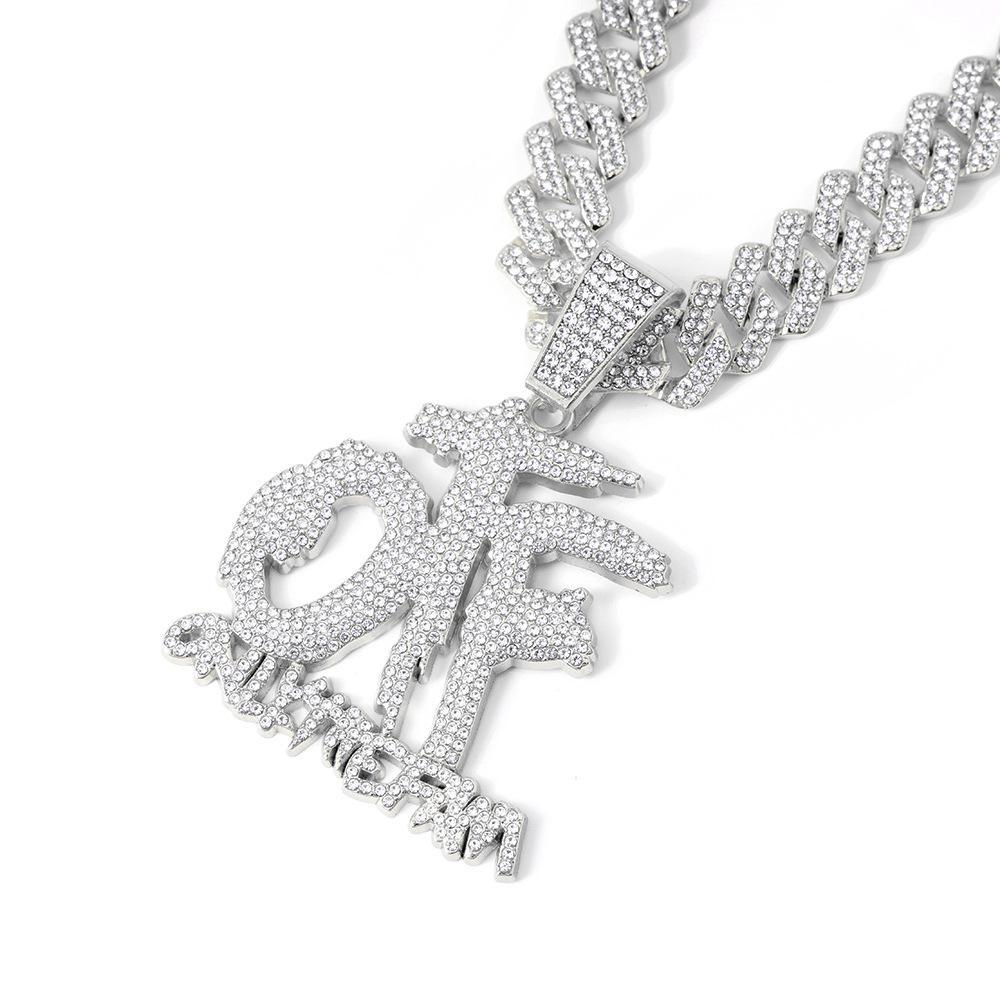 14mm Diamond Cuban Chain with OTF Letter Pendant – Hip Hop Jewelry 