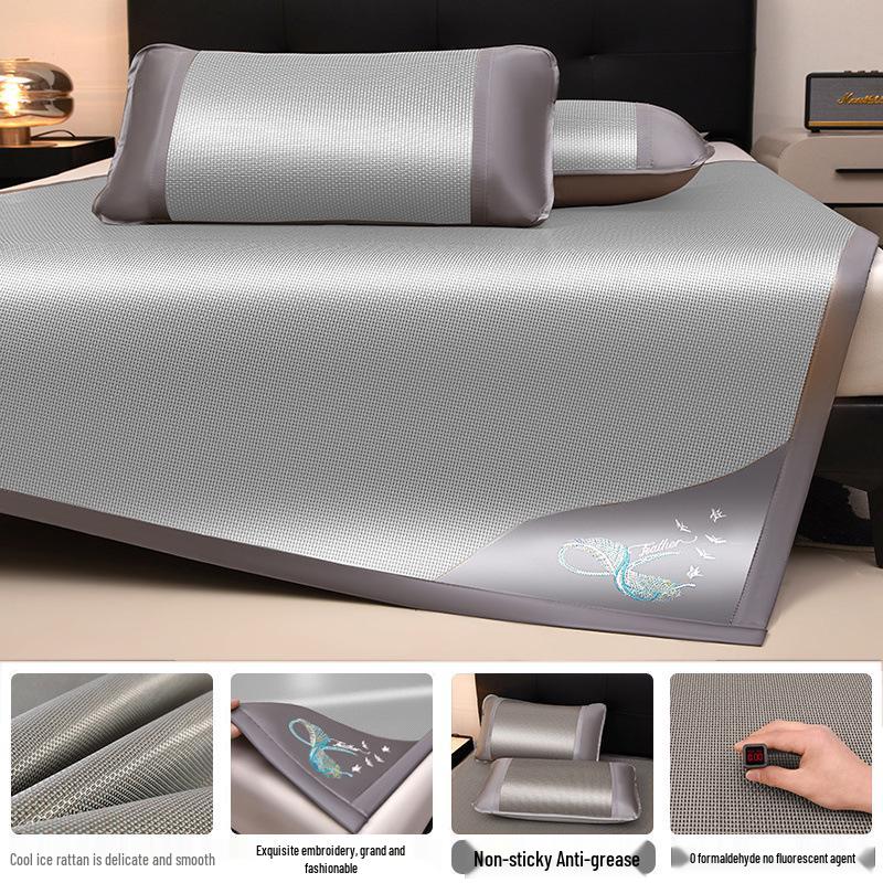 

Комплект прохладных матов из ледяного шелка и ротанга: Охлаждающий коврик из 3 частей для односпальных/двуспальных кроватей - Идеально для лета и использования в общежитии Children s Bed 0.6m x 1.2m