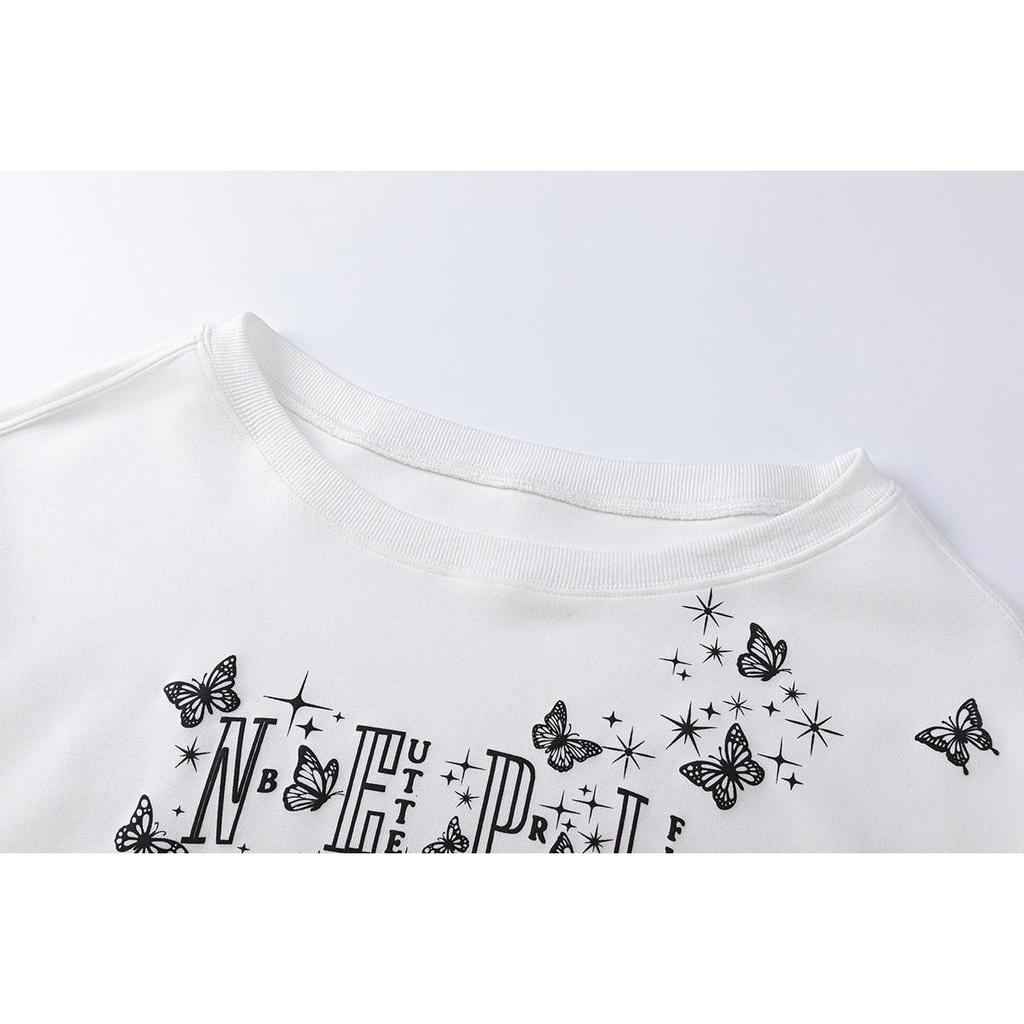 Beast Street Women's Trendy Butterfly Print Hoodie Casual Short Jacket 2001