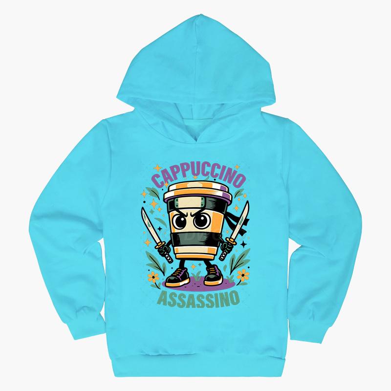 Cappuccino Assassin Kids Clothes Fashion Casual Hoodies Italian Brainrot Funny Gift for Baby Girl Boy New Sweatshirts Outfits