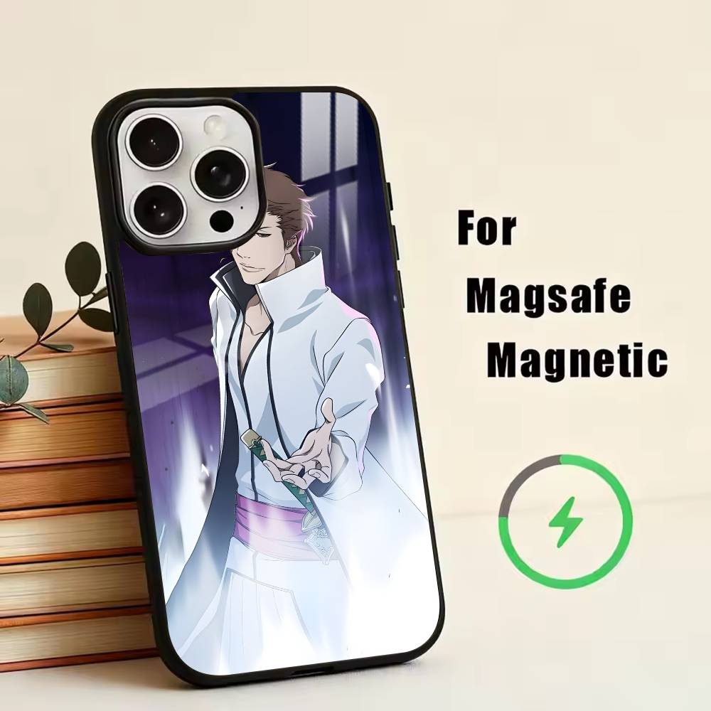 B-Sousuke Aizen Bleach   Phone Case For iPhone17,16,15,14,13,12,11 Plus,Pro Magnetic For Magsafe Wireless Charging