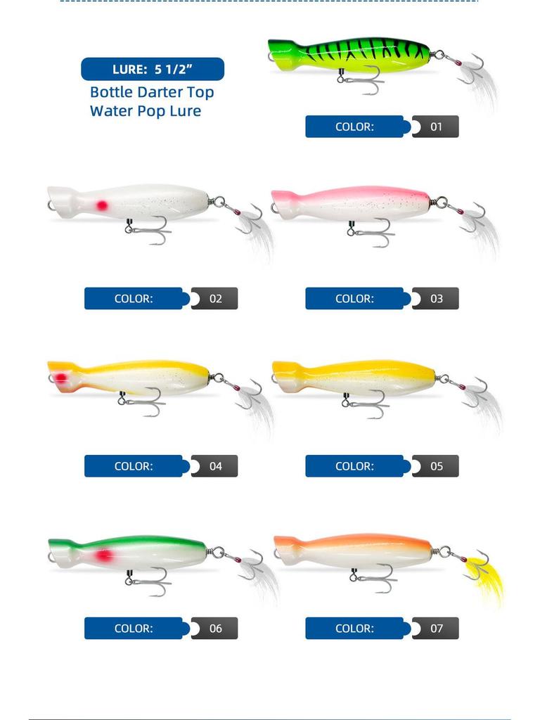 Seasky 5.5" Wooden Popper Fishing Lure for Tuna & Sea Bass