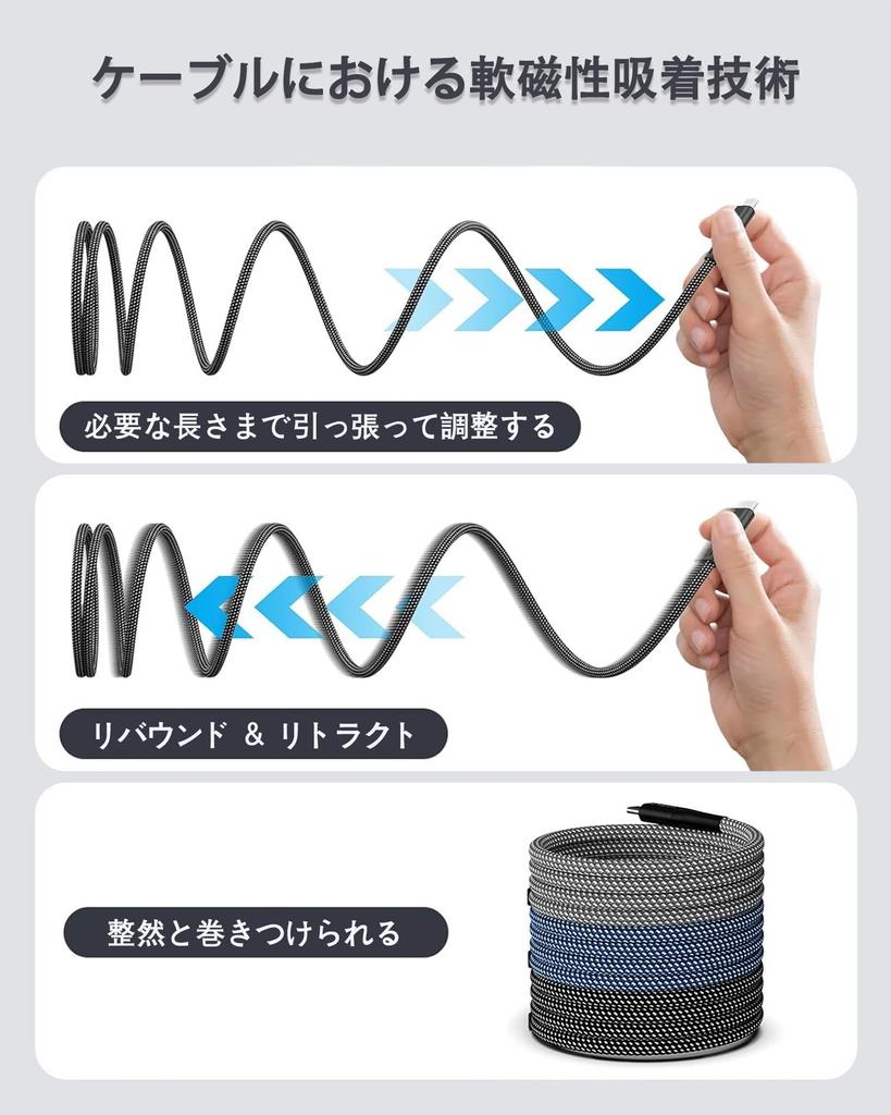 USB C auf C Magnetisch 5A Schnell 480Mbps Langlebiges Nylon Kompatibel mit iPhone 15 Pro und Xperia Kabel, 240W, PD3.1-kompatibel, 1m, Selbsteinziehend, Laden,