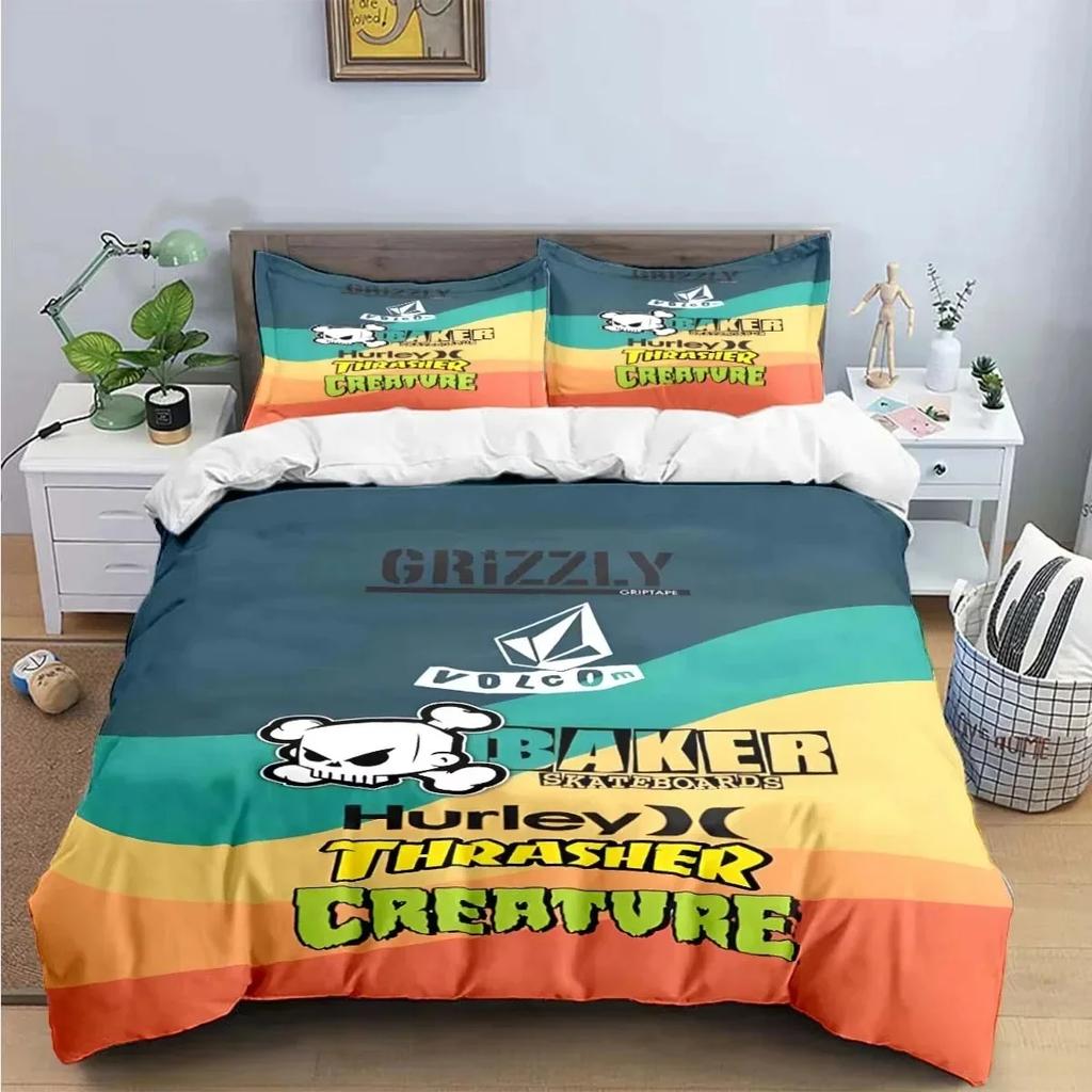 New V-VOLCOM 3D NEW Duvet Cover Pillowcase Bedding Set Adult Boy Girl Bedroom Decoration Children Single Double Large