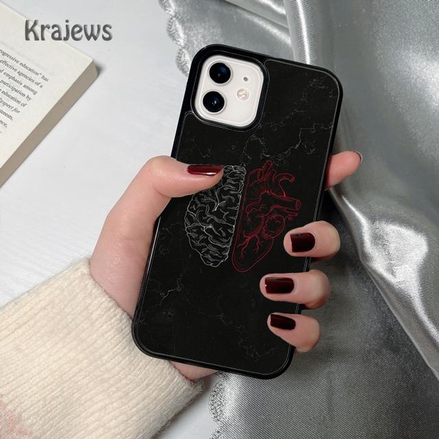 Krajews Anatomy Brain soft Phone Case Cover For iPhone 17 Air 16 15 14 plus 12 13 pro max coque Shell Fundas
