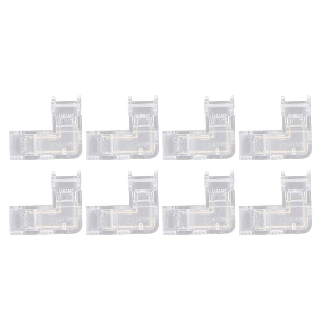 8Pcs 2 Pin 5mm COB LED Strip Light Connectors L Shaped Transparent Gapless Connectors Solderless