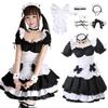 [Milky Time] Maid Costume Cosplay Dress, Puff Sleeves, Mini Length, Light Blue, Black and White (Includes Black and White Ribbon)
