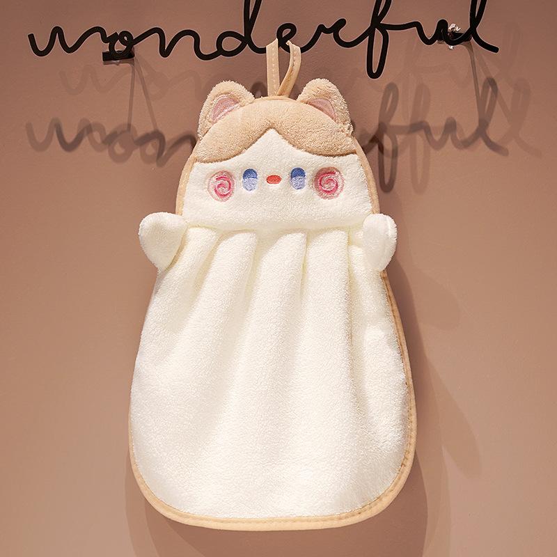 Cartoon Hug Cat Hand Towel Hanging Soft Absorbent Towel, Household Kitchen Cute Children'S Hand Towel