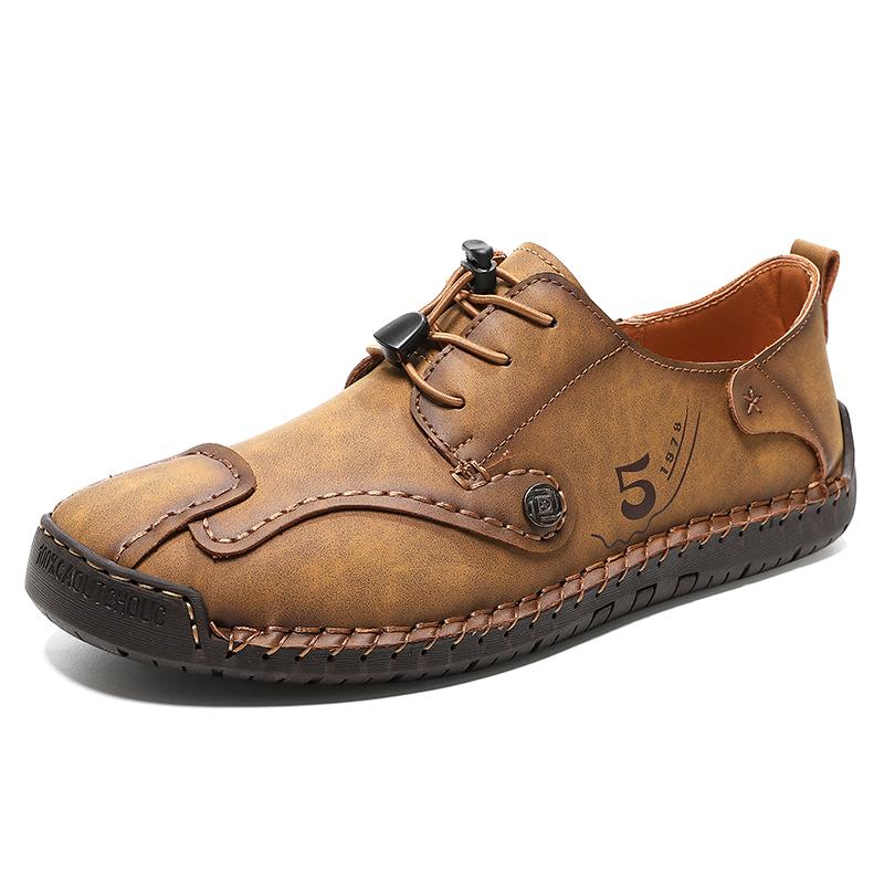 Fashion High Quality Handmade Casual Leather Men Shoes Outdoor Slip On Breathable Walking Shoes Fashion Tooling Shoes Flats Plus Size48