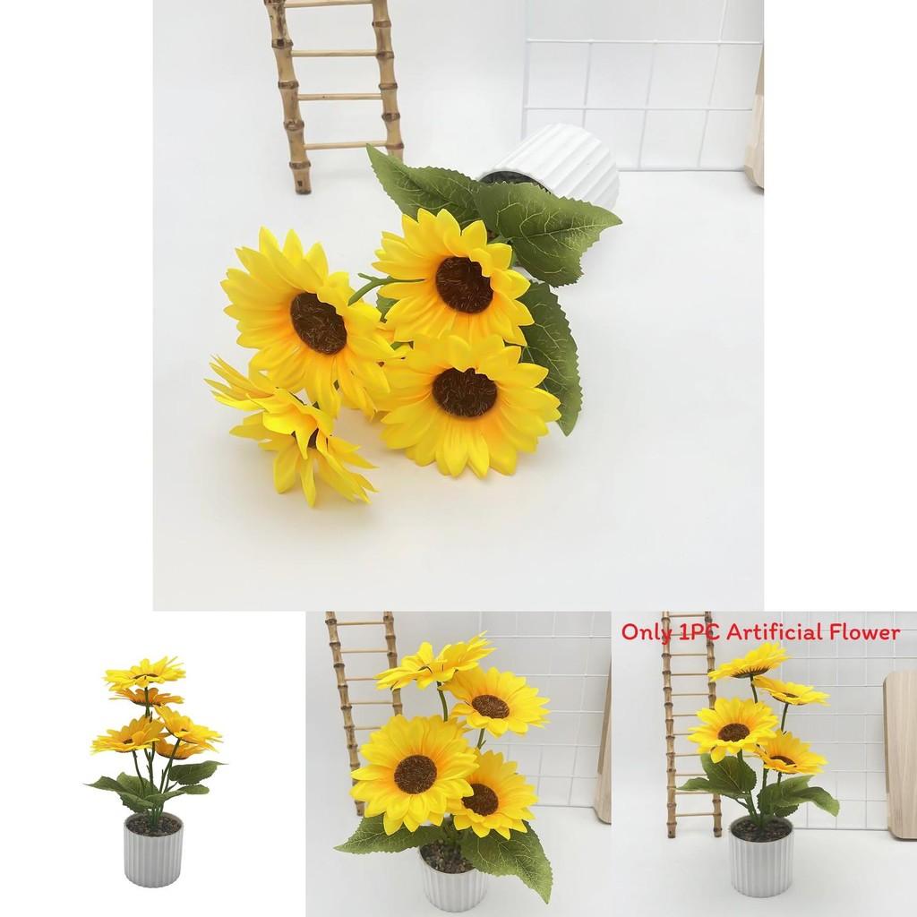 Sunflowers Flower Decor With Silk Fabric Rain Flower Stones For Wedding And Photography Props
