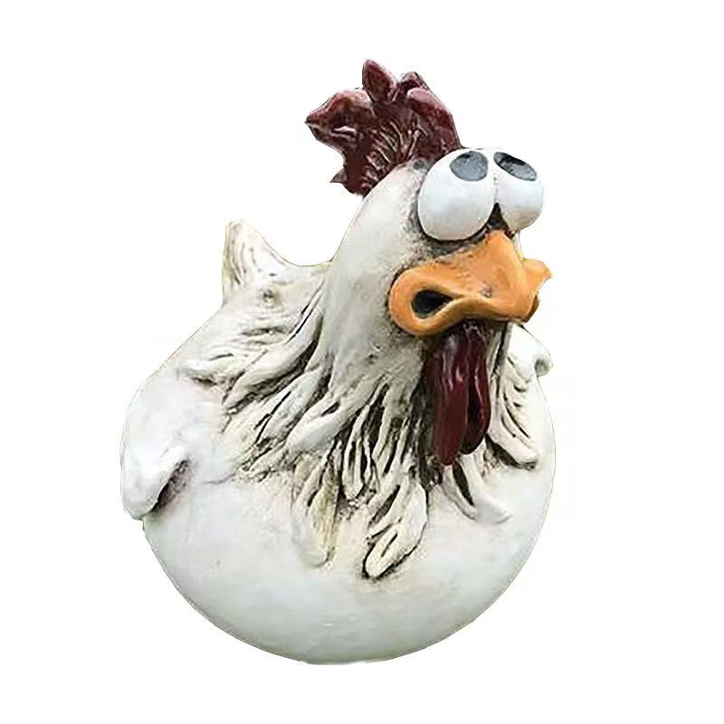 

Miniso Funny Cute Chicken Fence Decoration Statue Resin Garden Chicken and Hen Sculpture Craft Courtyard Home Decoration