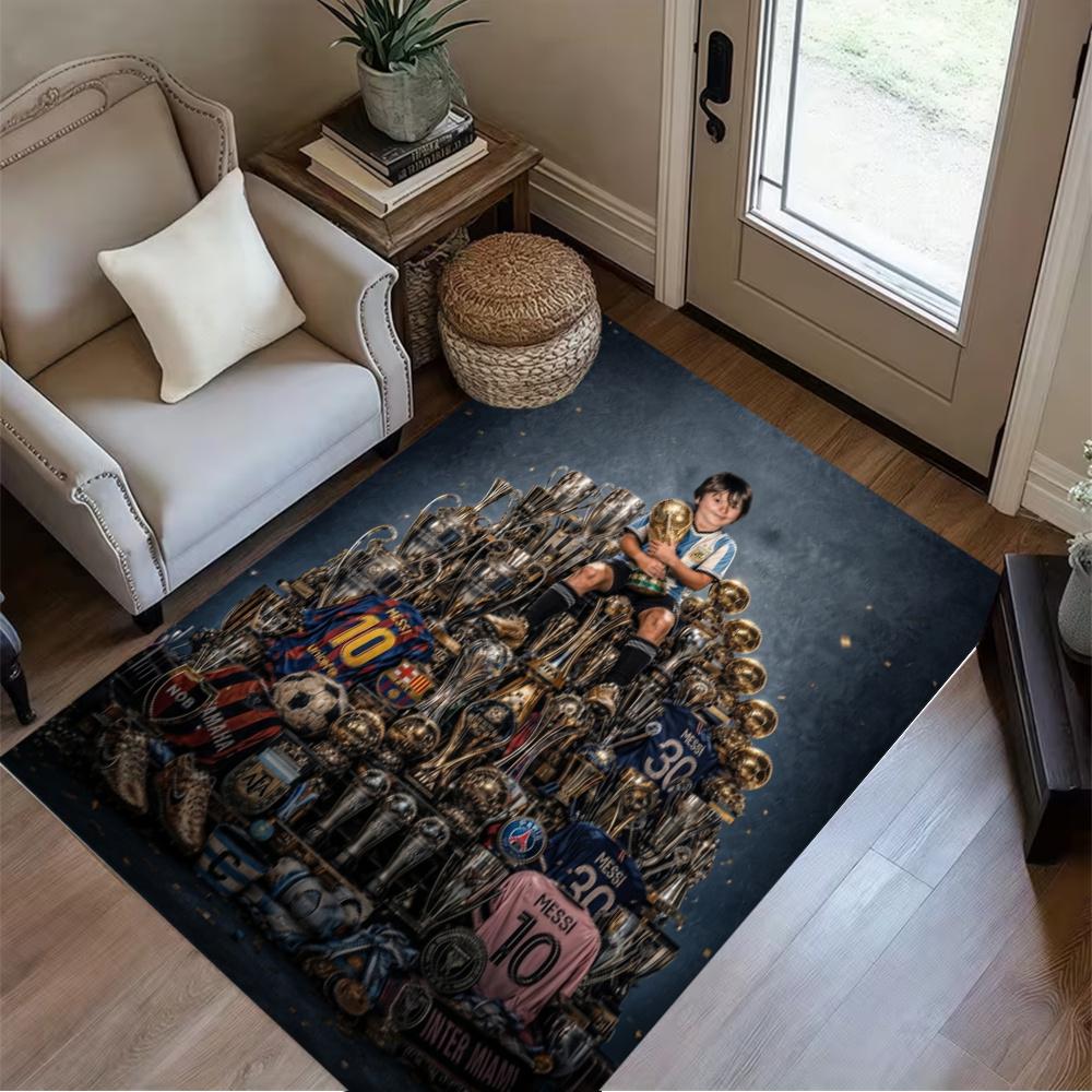 Lionel Messi Football Legend Area Rug Perfect For Entryway Hallway Bedrooms Study Room Antislip Carpet Office Home Decor Wedding Party Gift