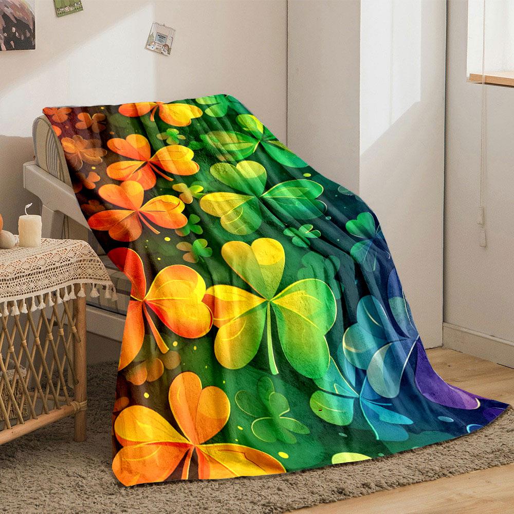 Colorful Shamrock Pattern print blanket soft and cozy perfect for the living room bed sofa or a nap,gift