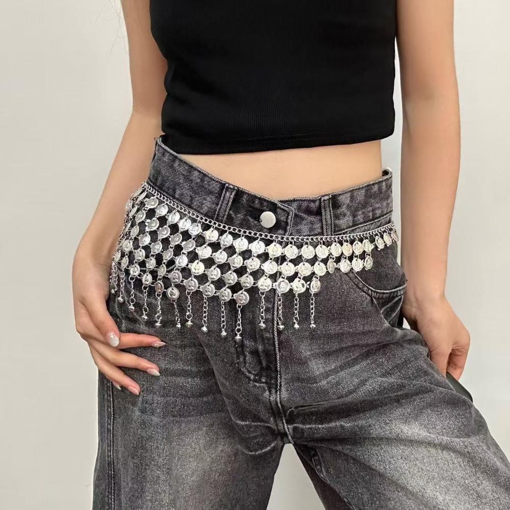 Metal Beads Tassel Belly Dance Belt Silver Color Belly Dancing Hip Scarf New Bell Waist Chain