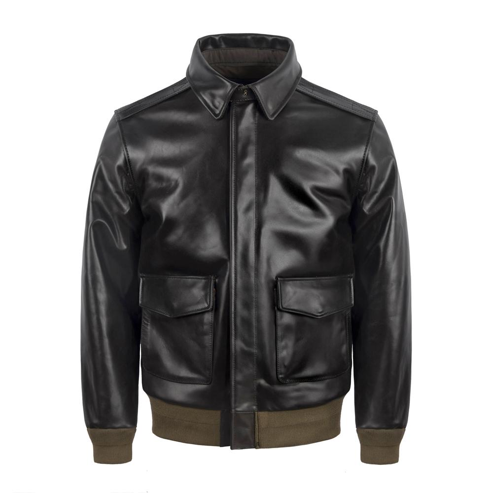 Men Leather Jacket Genuine Cow A2 Flight Suit Man Aviator Bomber Coat Men s Leather Jackets Spring Autumn S чёрный