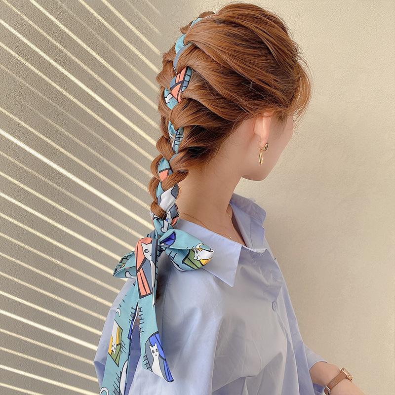 Fashion Women Letter Hair Ribbons French Elegant Long Headband Bag Strap Accessories Girls Bow Knot Long Hair Scarf HairBands