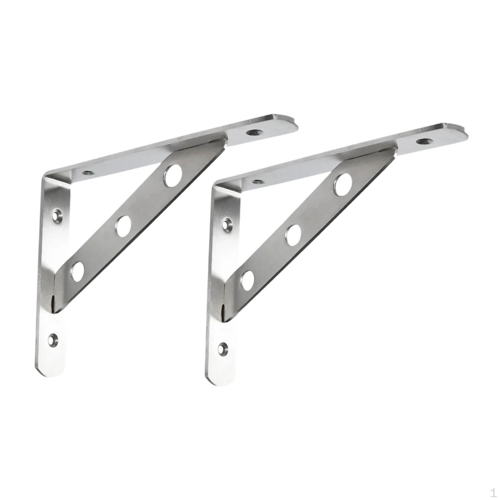 

2 шт. Кронштейни для полиць з нержавіючої сталі, прямий кут, L-подібний кронштейн, легко встановлюються, знімні, важкі для роботи 8 Inch