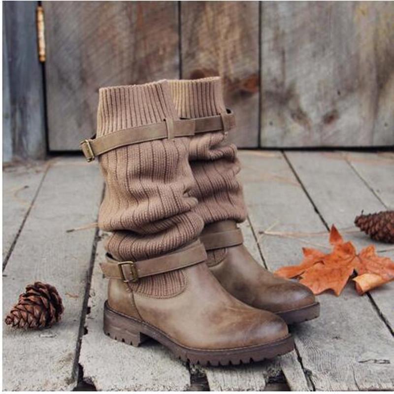 2021 Autumn/Winter Women s Round Toe Leather Boots 43
