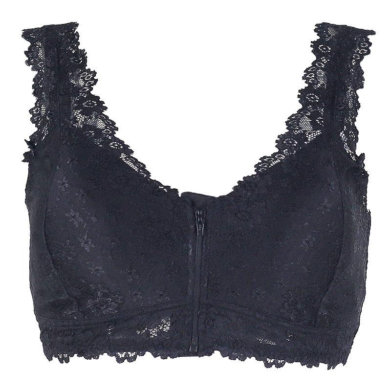 Front Buckle Underwear Sexy Lace Bra Gather Large Bust Large Size Front Zipper Women's Bra