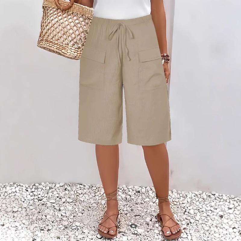 QICED Women's Fashion Casual Solid Color Print Pants & Capris