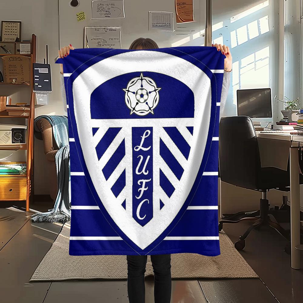 Logo Leeds United, Coperta in Flanella con Fantasia, Alta qualità, Confortevole per Tutte le Stagioni, Decorazione per la Casa, Calore e Comfort, Perfetta per Regali.