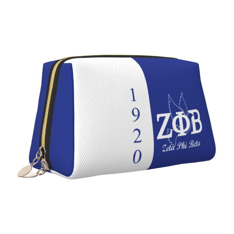 Zeta Phi Beta 1920 Print Leather Makeup Bag Women Large Travel Toiletry Pouch Cosmetic Bags Portable Storage Bag Gifts