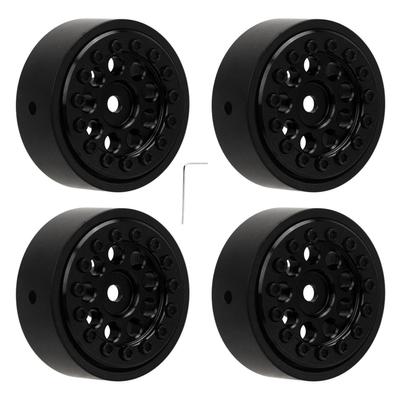 4Pcs 1.0 Inch Wheel Hub 9 Round Hole Aluminum Alloy Hub for FMS FCX24 1 24 Remote Control Climbing Car Black
