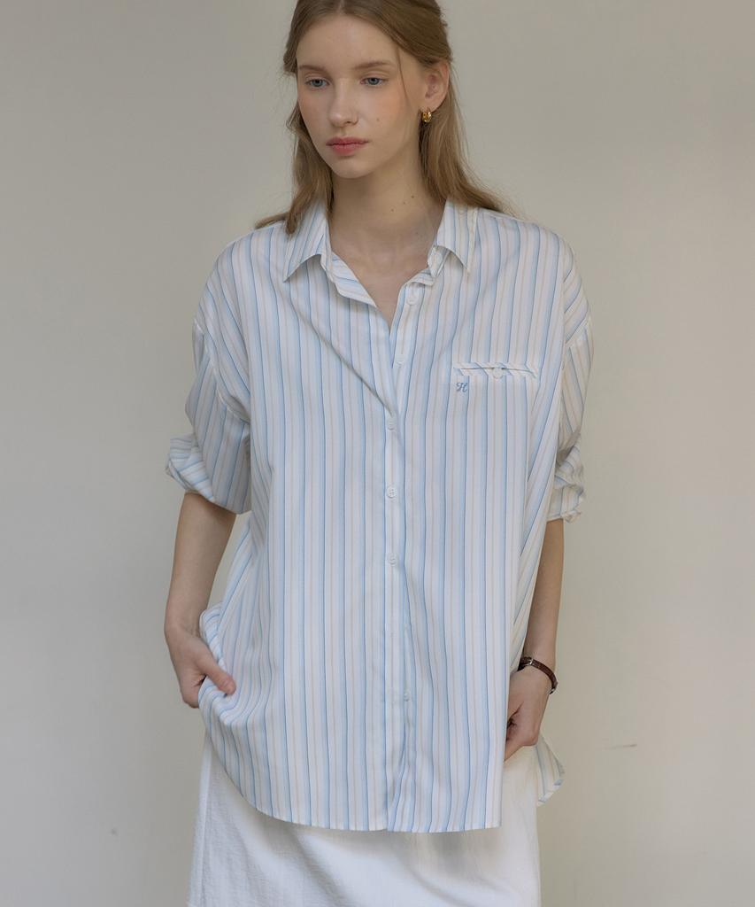 OURHOPE Sienna Striped Shirt - Sky Blue