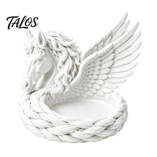 Entryway Catchall Tray 3D Printed Pegasus Jewelry Organizer Bowl, Winged Horse Trinket Tray, Elegant Small Item Storage Bowl Sculpture Desktop
