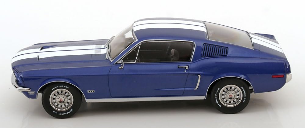 FREESTYLE KK Scale Scale Ford Mustang GT Fastback 1968 Blue Finished Product KKDC181394 1/18 Metallic/White