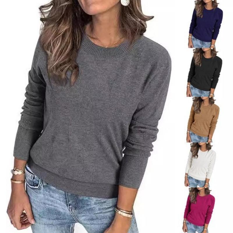 Women S Long Sleeve Round Neck Pullover Knit Sweater Casual Fall Winter