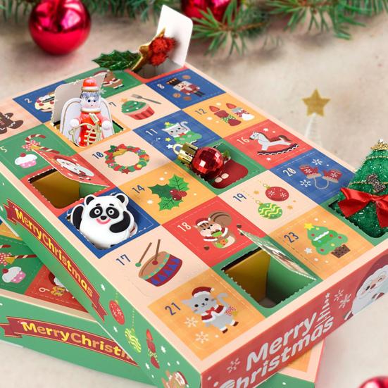 5 Pcs 24-Grid Advent Calendar DIY Fillable Empty Boxes 24-Day Christmas Countdown Calendar Candy Wrapping Boxes for Holiday Christmas Party Favors