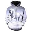 Autumn 3D Horse Pattern Printed Hoodies Fashionable Casual Sports Long Sleeved Men's Hooded Sweatshirts