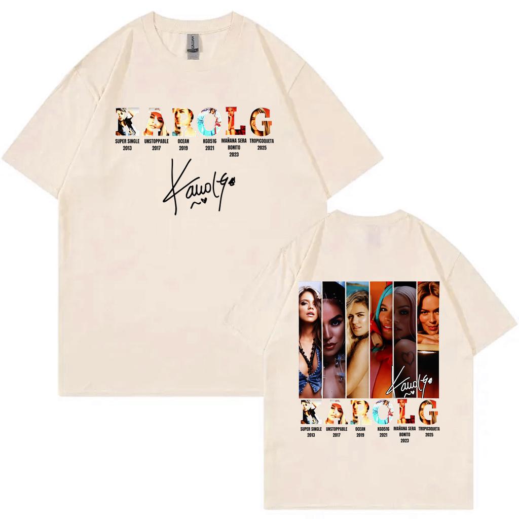 Singer Karol G Album Merch Tshirts Unisex Unisex Clothing Fashion Y2k Aesthetic Tshirt High Quality Cotton Short Sleeve T Shirts