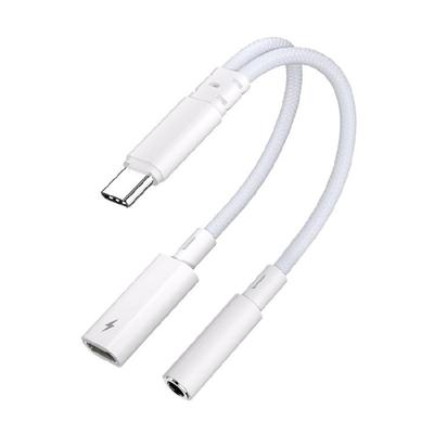 Lightweight USB C To 3.5mm Converter Type C Charging Adapter 2 In 1 with 15W Fast Charging 16bit 48Khz Decoding