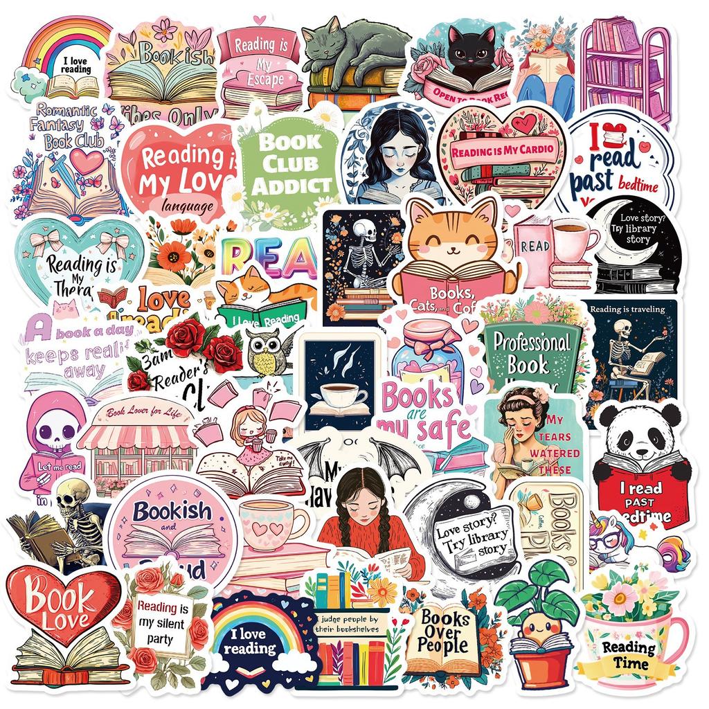 50 Nových Roztomilých Obrázků a Textů ve Graffiti Stylu Kombinovaných s Nálepkami Učebnice Zvířata Zamilujte se do Čtení Dětské Dekorativní Nálepky