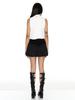 Cecese Crease Balloon Mini Skirt Black