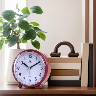 Despertador analógico 4 pulgadas Super Silencioso Sin Tictac Reloj Pequeño Luz Nocturna Funciona con Batería Simple para Dormitorio Escritorio