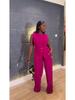 2025 Summer Women's Wear: Stand-up Collar Buttoned Sleeveless Top & Wide-leg Pants Set