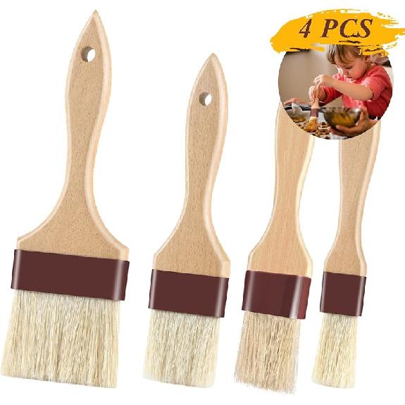 Pastry Brushes for Baking Basting Brush with Boar Bristles and Beech Hardwood Handles Culinary Oil Brush for Barbecue Butter Grill BBQ Sauce Baster