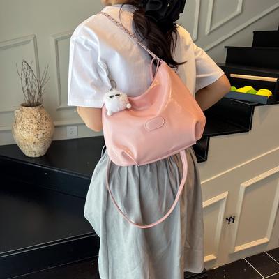 2025 Solid Color New Foreign Style Commuting Large Capacity Texture Fashion Leisure Style Chain Crossbody Shoulder Tote Bag Women