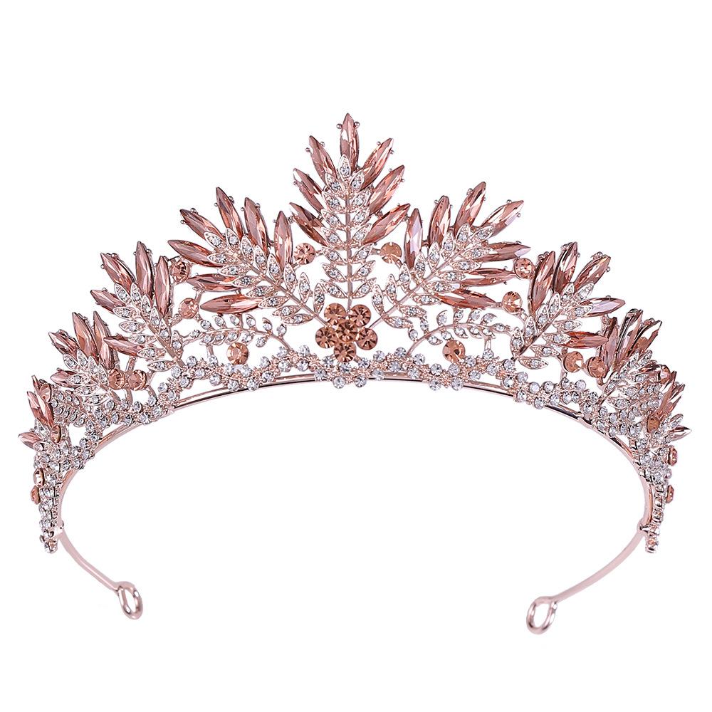 Rose Gold Color Crystal Tiaras And Crowns Rhinestone Prom Princess Diadem Wedding Bridal Hair Accessories Jewelry Crown Tiara