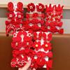 8Pcs/Set Kids Red Bows Hair Clips For Baby Girls Handmade Ribbon Bowknots Hairpins Barrettes  Year Christmas Hair Accessories