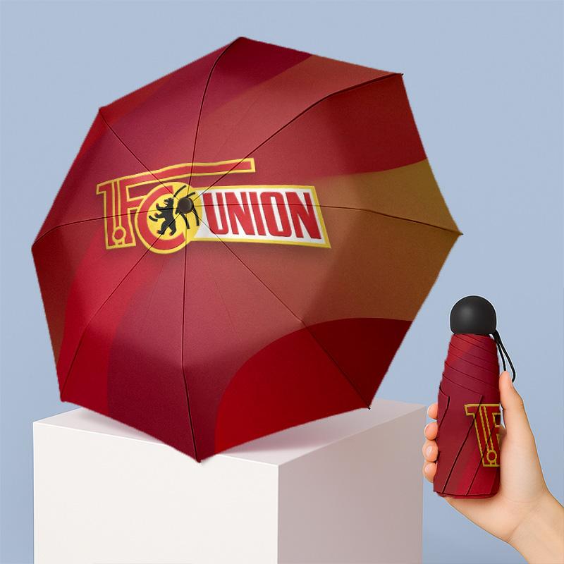 Union Berlin FC Mini 5 Fold Pocket Umbrella Compact Lightweight Anti UV Rain Sun Protection Umbrella Portable Travel Umbrella